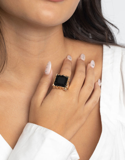 Buy LOVISA Gold And Black Stone Ring - Multi At 5% Off