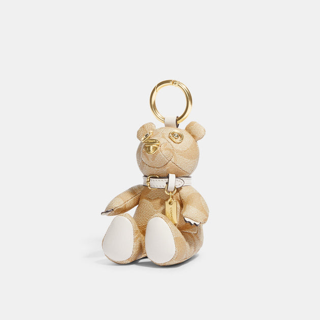 Coach Outlet Bear Bag Charm in Signature Canvas - Beige - One Size