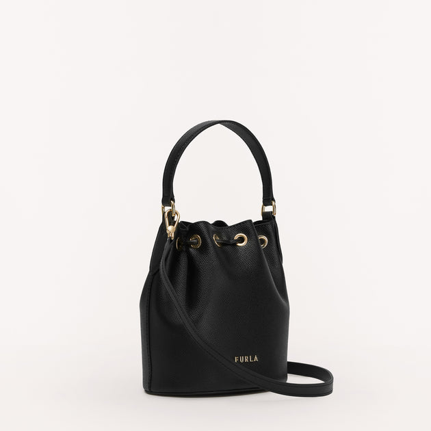 Shop Suri Medium Leather Bucket Messenger Drawstring Hobo Handbag (Black  Multi) Online in Australia