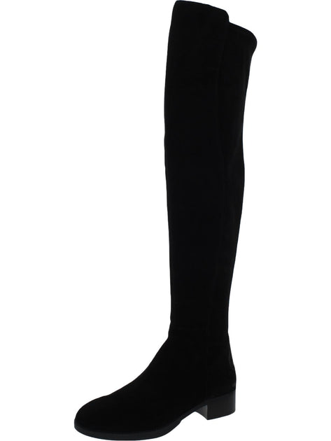 Tory Burch Womens Round Toe Solid Leather Knee High Heel Boots