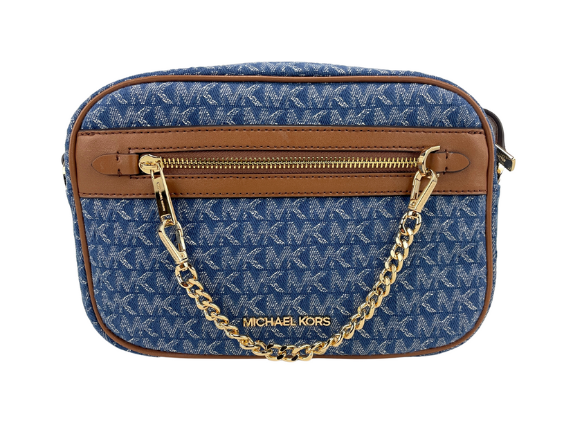 Michael Kors Jet Set Medium Saffiano Leather 2-in-1 Convertible Crossbody  Bag (Denim Blue): Handbags