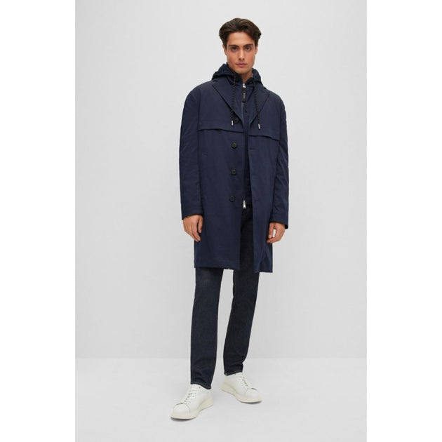 Slim-fit coat with detachable zip-up inner