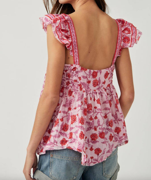 Lucky Brand Printed Tie Front Matchback Cami - Pink Multi • Price »