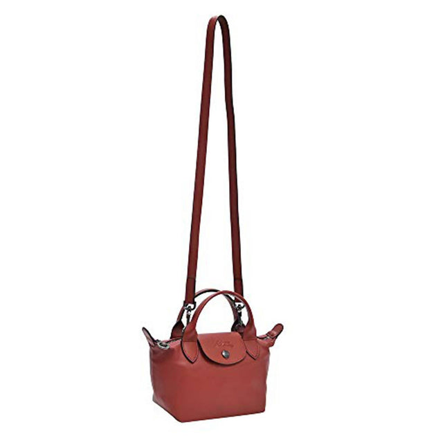 LONGCHAMP Le Pliage Women Sienna Red Top Handle Crossbody Strap Leather  Tote Bag
