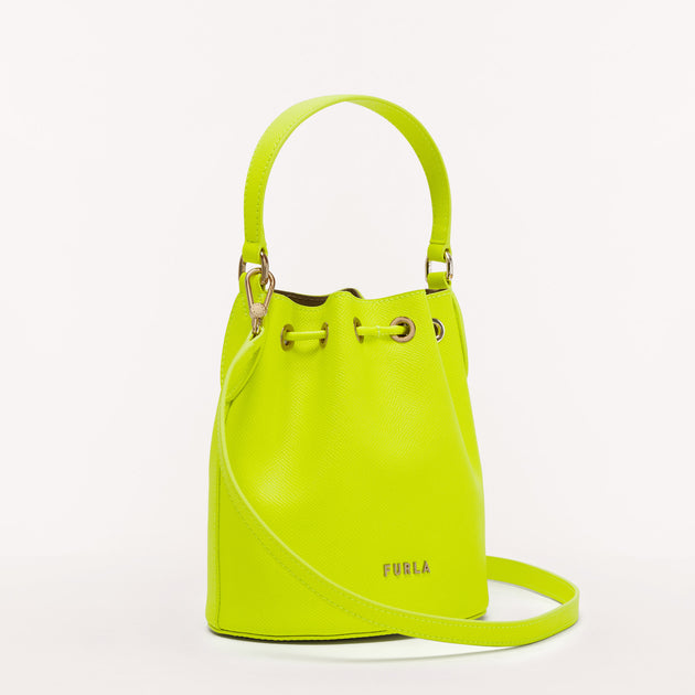 Furla Miastella Small Leather Bucket Bag in Green