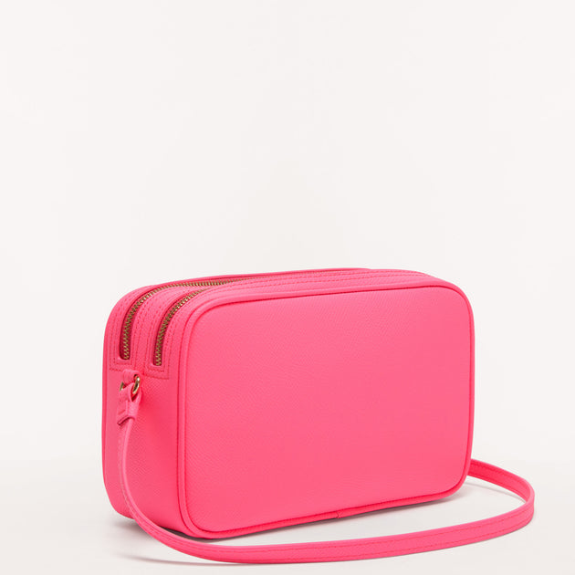 Balenciaga Xs Everyday Logo Print Camera Bag In Acid Pink Black