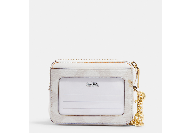 Coach Outlet Zip Card Case In Signature Canvas With Bee Print