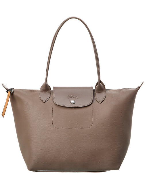 Small shopping bag, Grained calfskin & gold-tone metal, black — Fashion