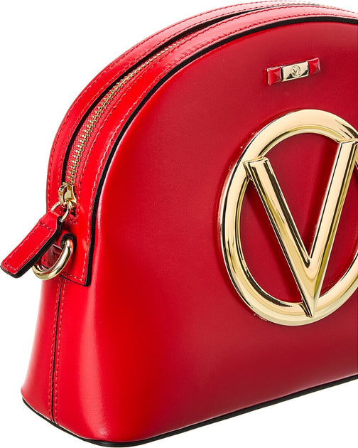 New Valentino by Mario Valentino Diana Monogram Black/Gold Leather Crossbody  Bag