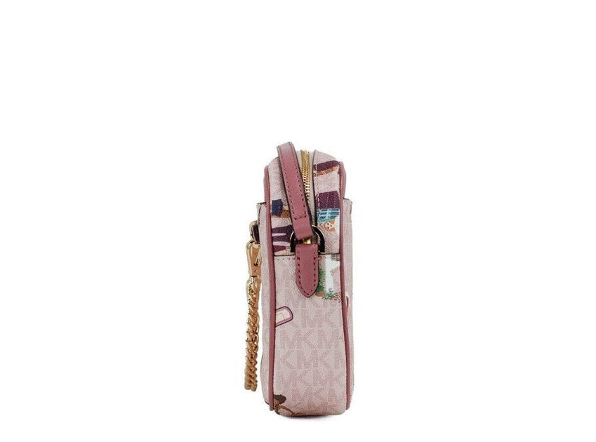 Michael Kors Jet Set Girls East West Powder Blush PVC Zip Chain Crossbody Women's Bag - Pink