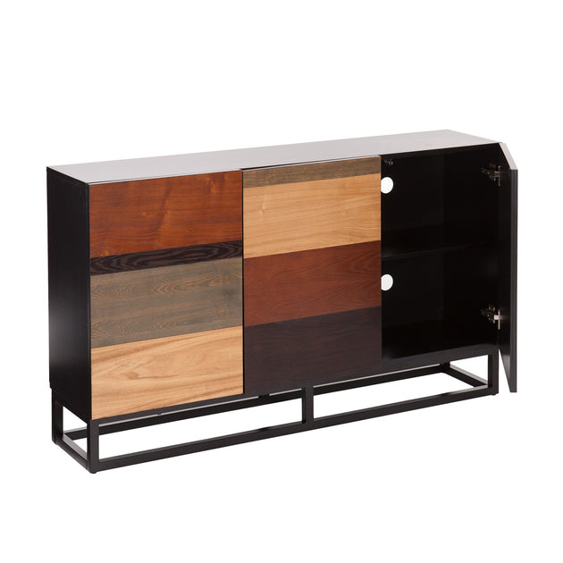 Homezia Patch Mid Century Mod Color Block Three Door Accent Cabinet ...