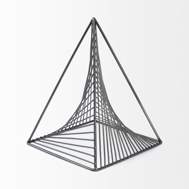 Homezia Contemporary Gray Metal Triangular Decor Piece | Shop Premium ...