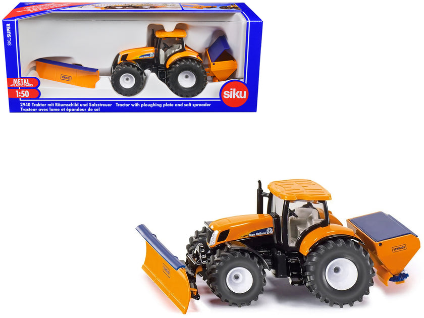 SIKU New Holland T7070 Tractor With Ploughing Plate And Salt Spreader ...