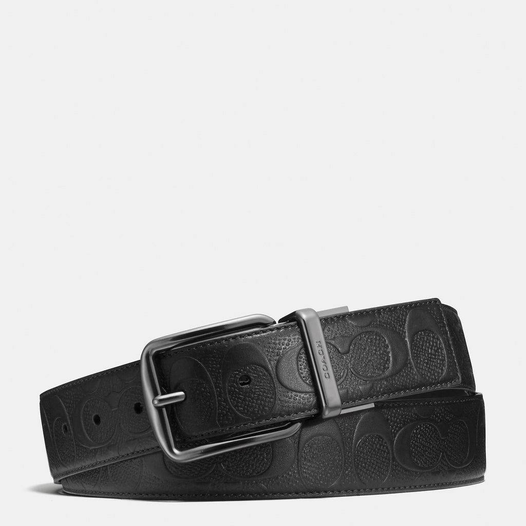 Coach Cut-to-size Boxed Plaque And Harness Buckle Reversible Belt 