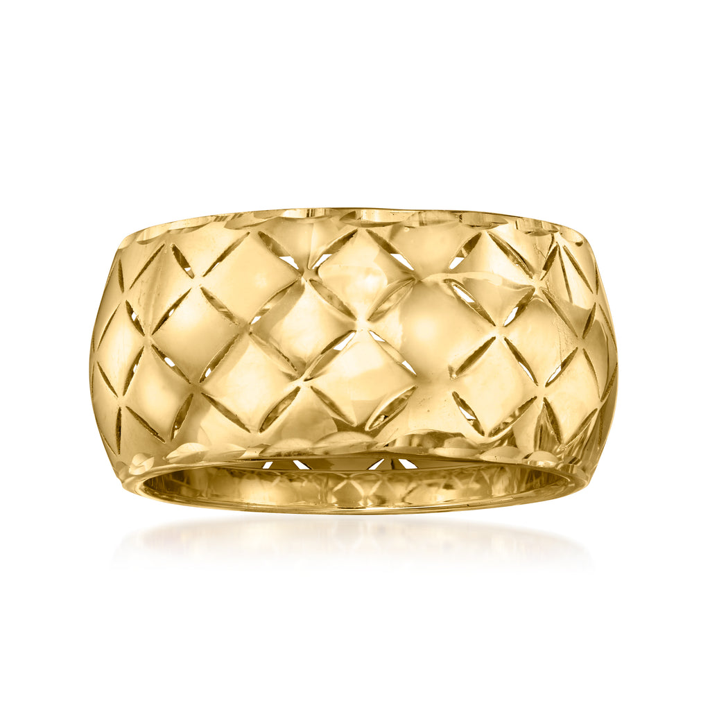 Ross-Simons Italian 14kt Yellow Gold Beaded Mesh Ring 