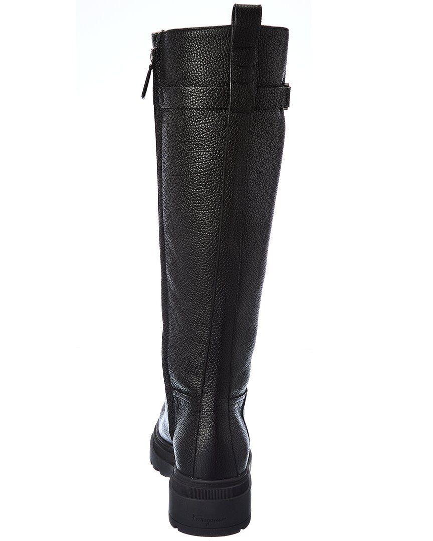 Ferragamo Salvatore Ryder F Leather Knee-high Boot | Shop Premium