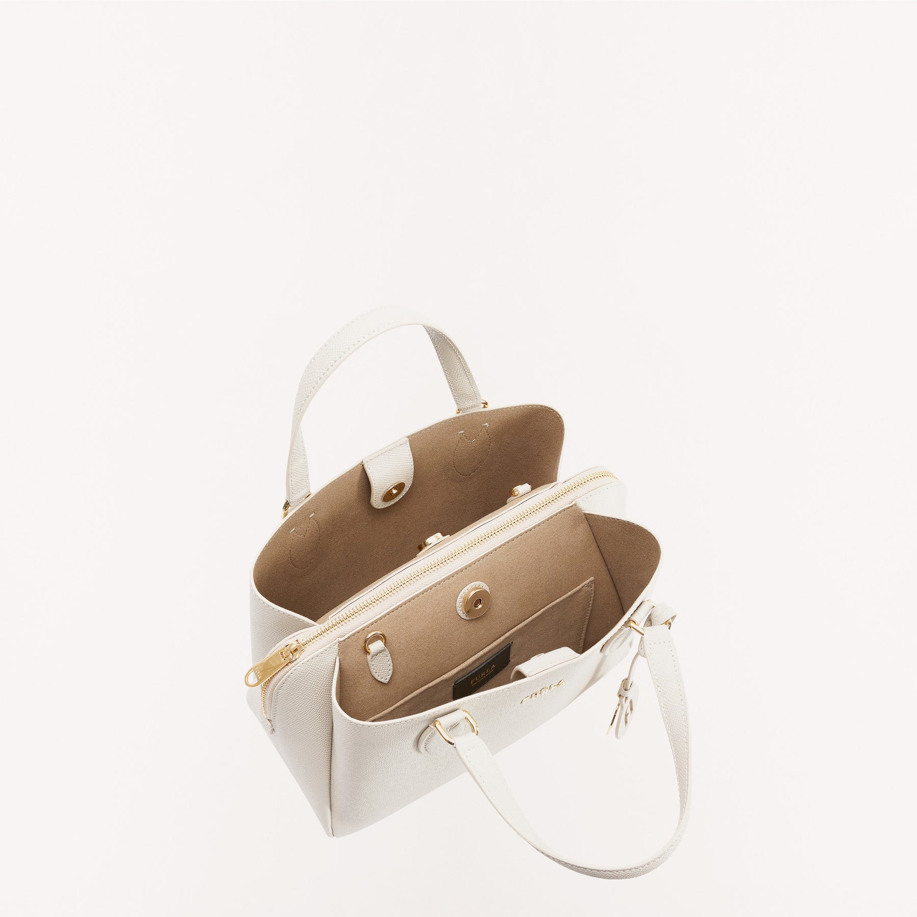 FURLA MINERVA MOONSTONE LEATHER TOTE