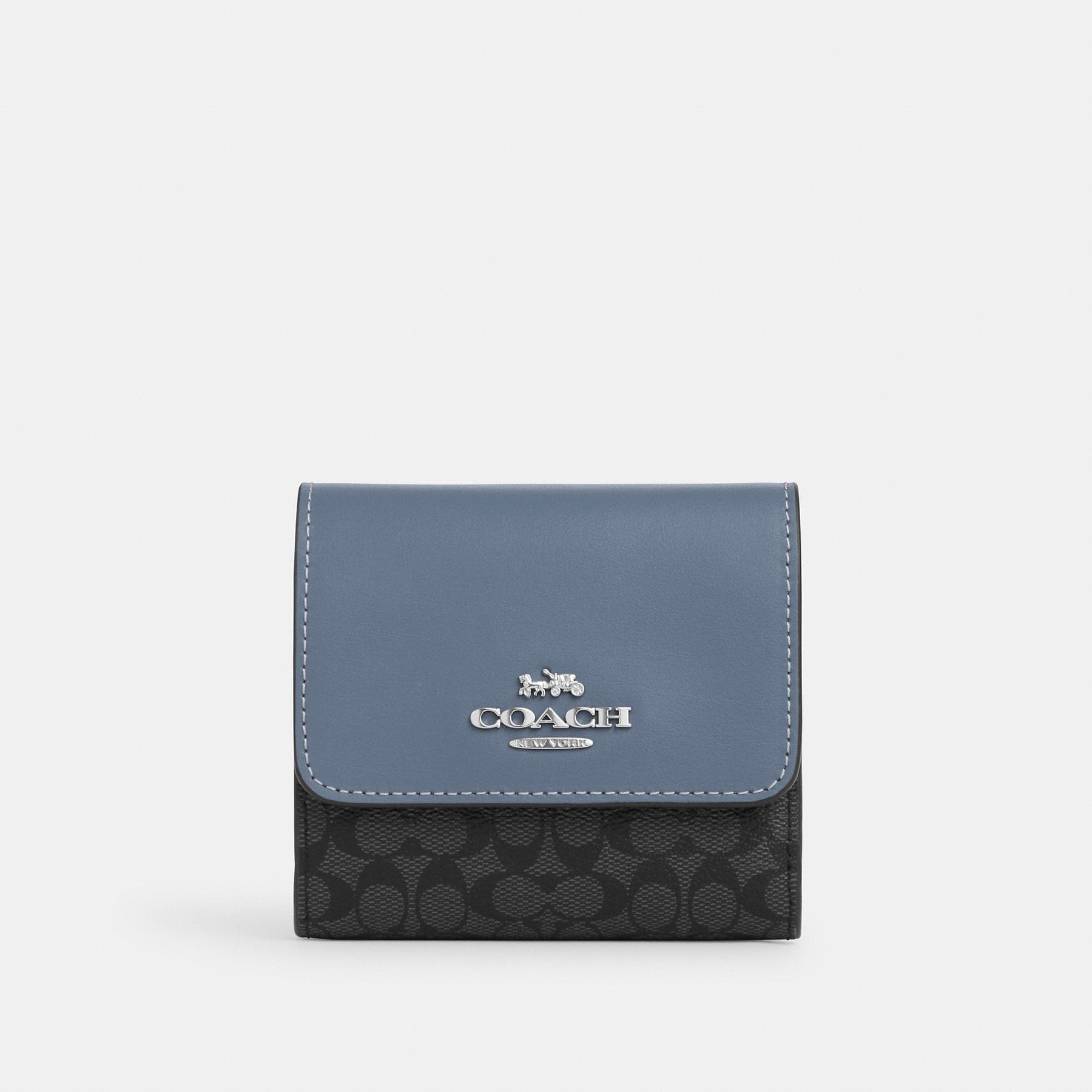 Coach Small Trifold Wallet in Signature Canvas with Colorblock Interior