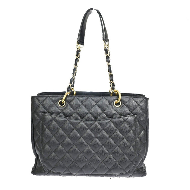 Chanel Caviar GST Grand Shopping Tote Black with Silver Hardware
