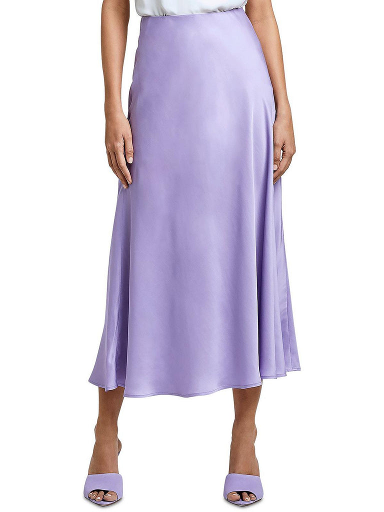 ラジャンス L'Agence Womens Clarisa Pull On Flared Skirt XS レディース Hem Satin  Purple Midi