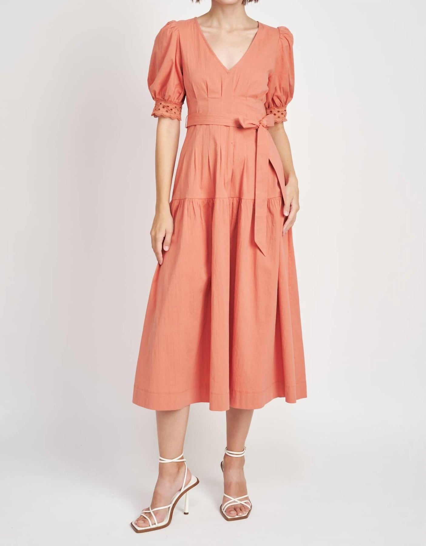 En Saison Vivienne Midi Dress In Terracotta | Shop Premium Outlets