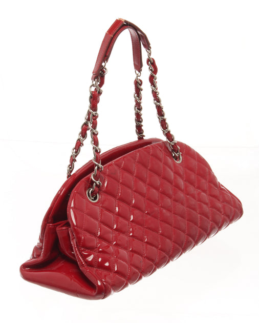 Chanel Patent Mademoiselle Bowling Bag - Medium in Red
