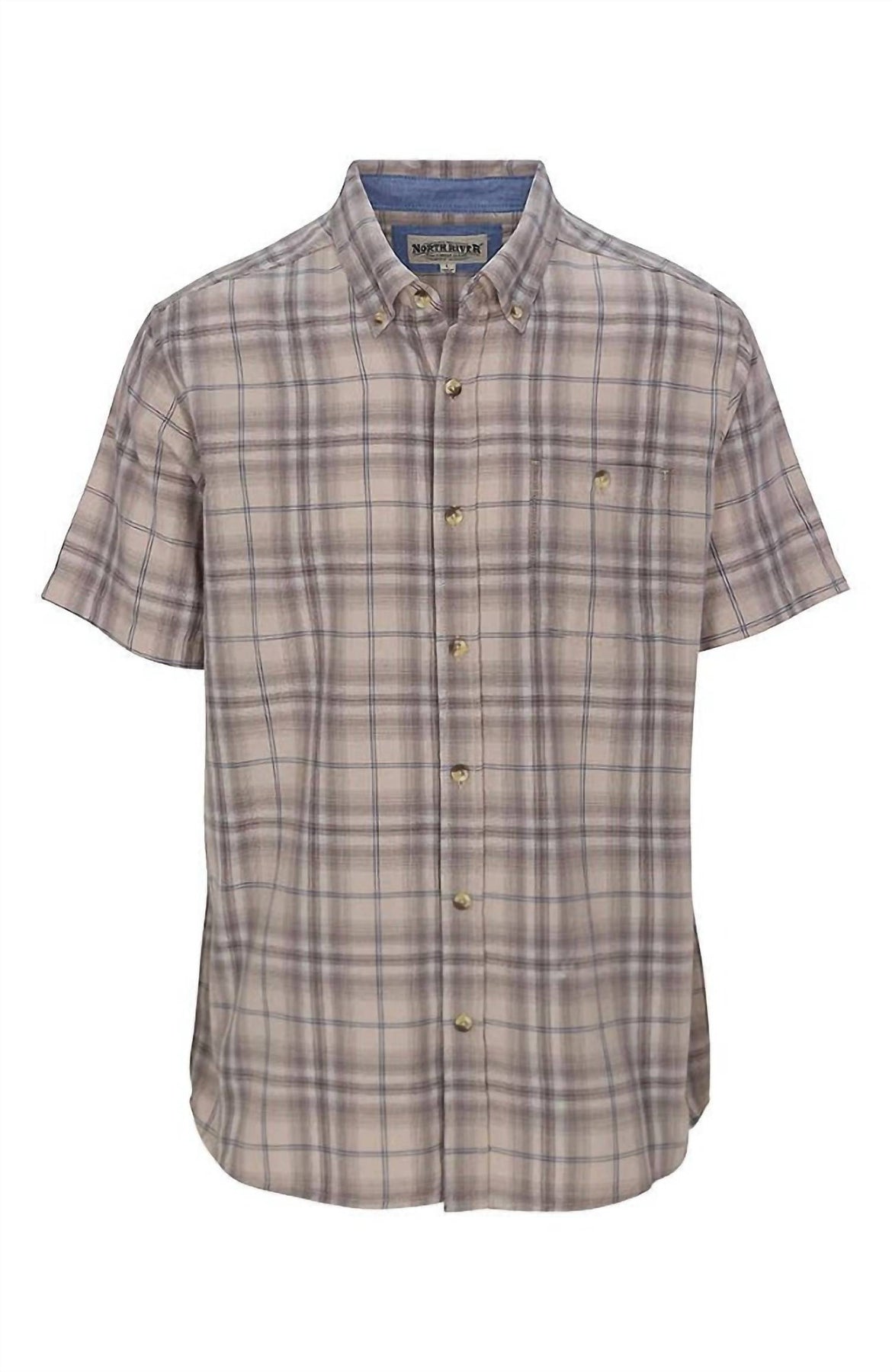 North River Men's Cozy Cotton Short Sleeve Plaid Shirt In Tan | Shop ...