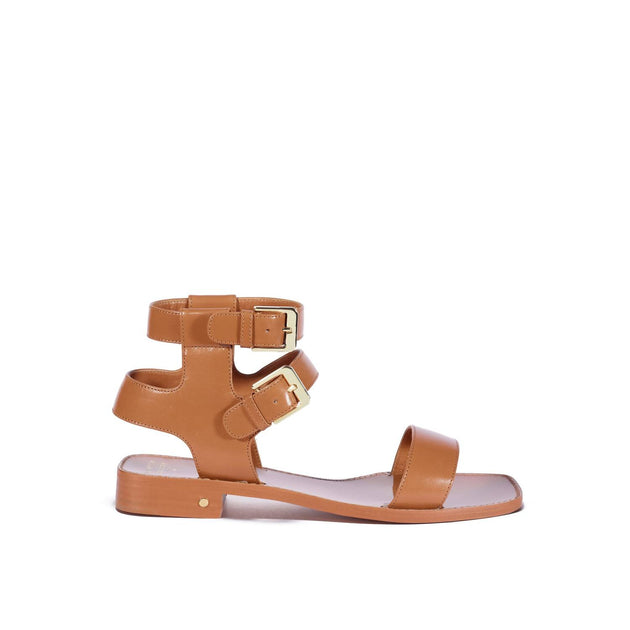 LAURENCE DACADE Danny Flat Ankle Strap Sandal In Brown | Shop Premium ...