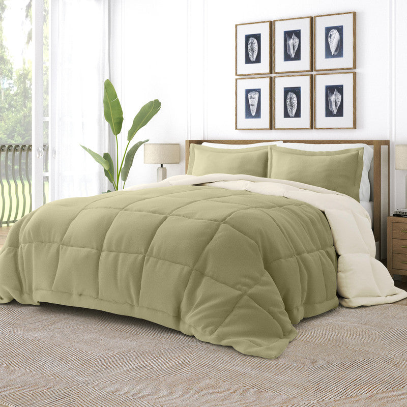 Buy Foliage Stripe Reversible Down-Alternative Comforter Set