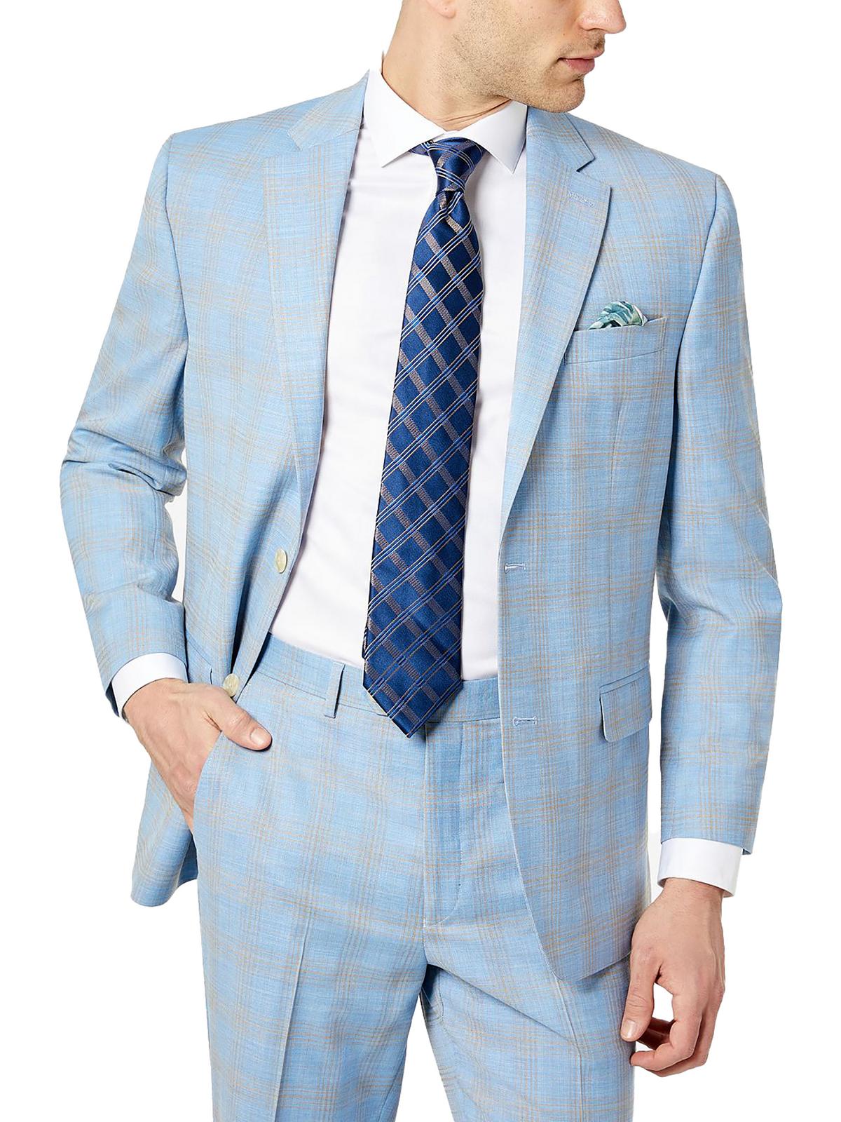 M Salisbury Men's Plaid Classic Fit Suit Jacket (various sizes in light blue)