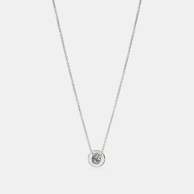 코치 COACH Outlet open circle stone strand necklace,silver