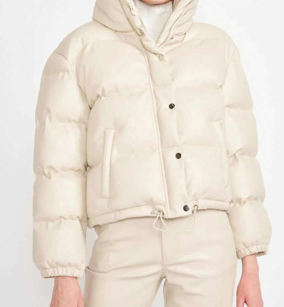 En Saison Lana Puffer Jacket in Natural | Shop Premium Outlets