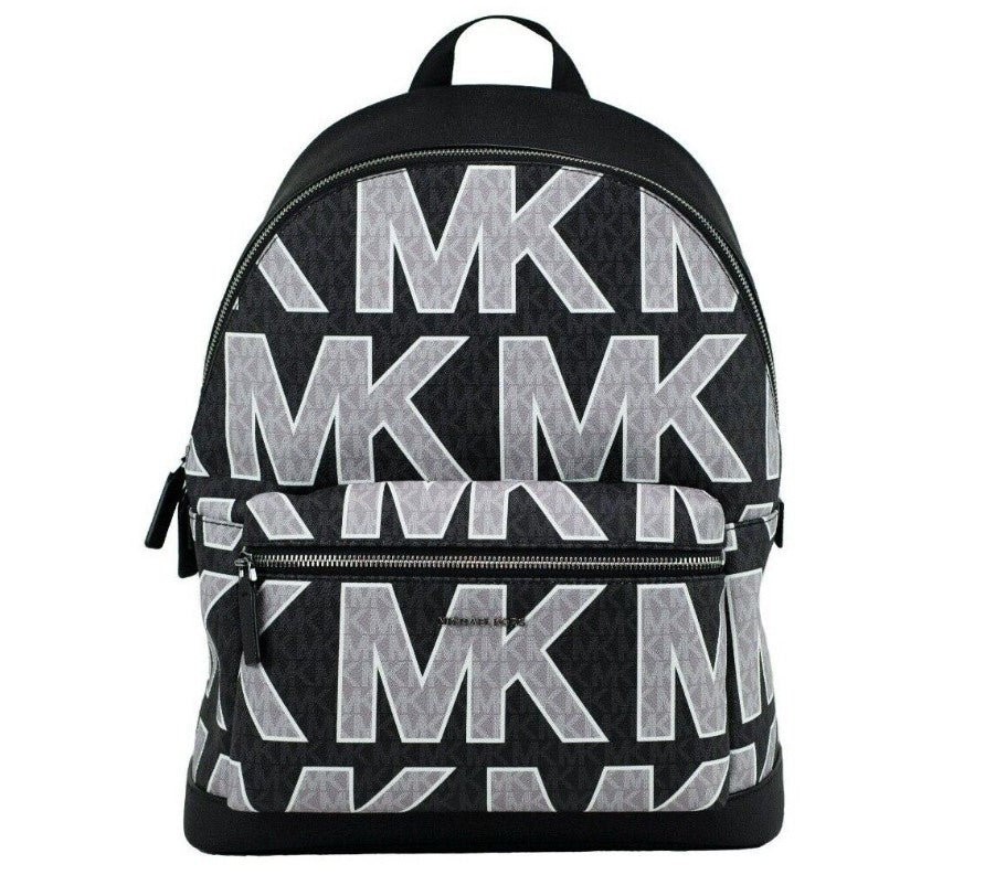 Michael Kors Men's Cooper Large Black Signature PVC Leather Multi Pocket Backpack  Bag 