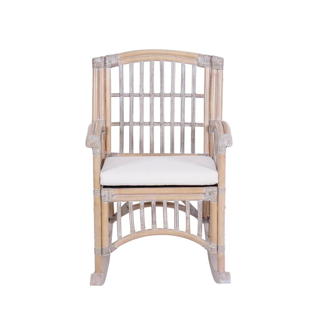 Jonathan Y Swayze Bohemian Farmhouse Woven Rattan/wood Rocking Chair,  Cushion With Frame : Target