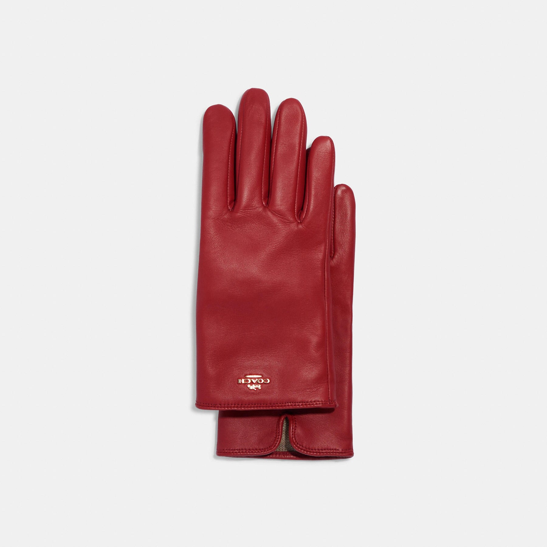 Coach Outlet Coach Plaque Leather Tech Gloves | Shop Premium Outlets