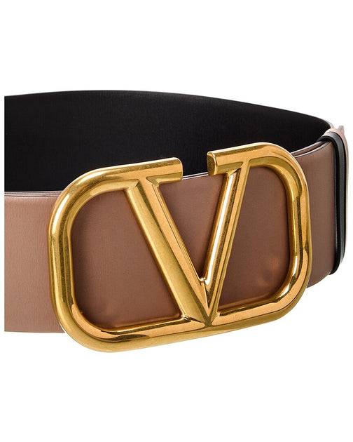 Valentino Vlogo 70mm Reversible Leather Belt | Shop Premium Outlets