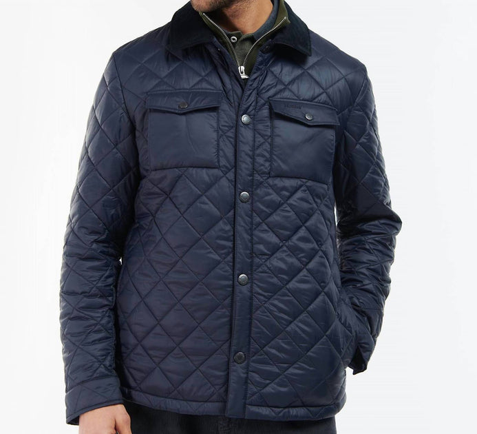 Barbour Men's Quilted Shirt Jacket In Navy | Shop Premium Outlets