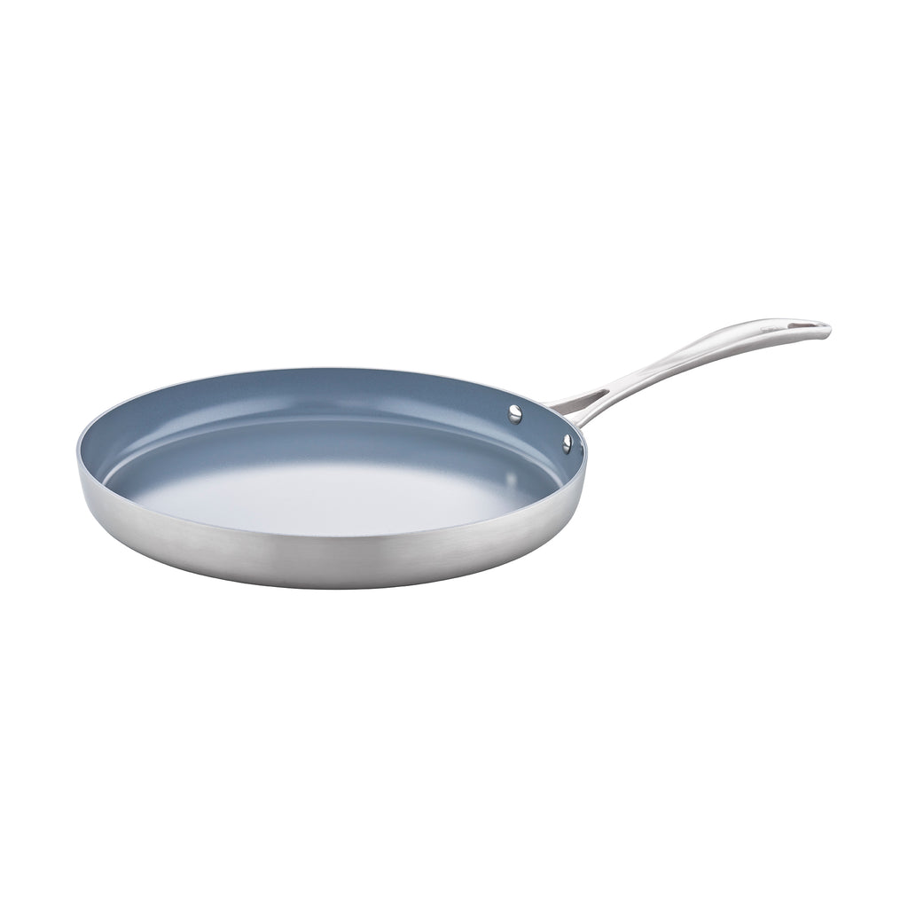 ZWILLING Spirit Ceramic Nonstick 9.5-inch, 18/10 Stainless Steel,  Non-stick, FRYING PAN WITH GLASS LID