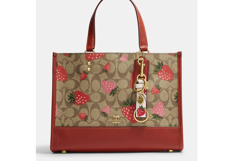 Coach Outlet Trigger Snap Bag Charm With Wild Strawberry Print Shop