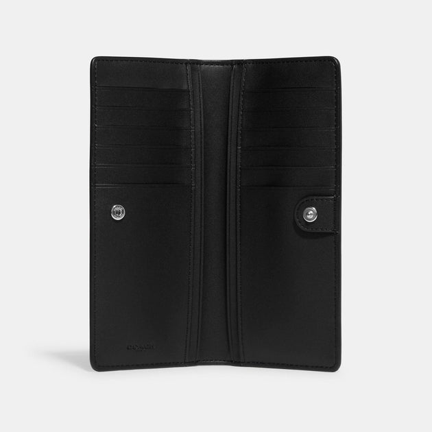 Coach Outlet Slim Wallet In Signature Canvas With Snowflake Print