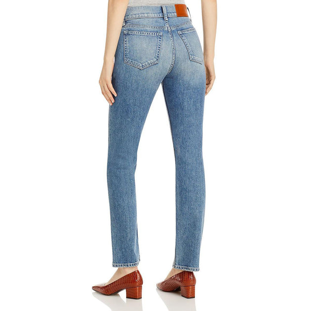 Lafayette 148 New York Reeve Womens High Rise Faded Straight Leg Jeans ...