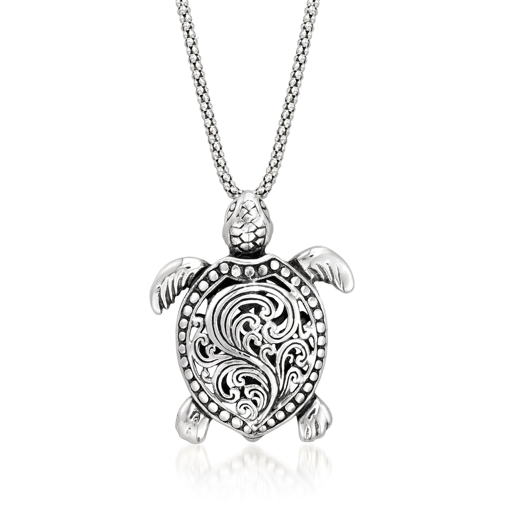 Ross-Simons Sterling Silver Compass Locket Pendant Necklace With