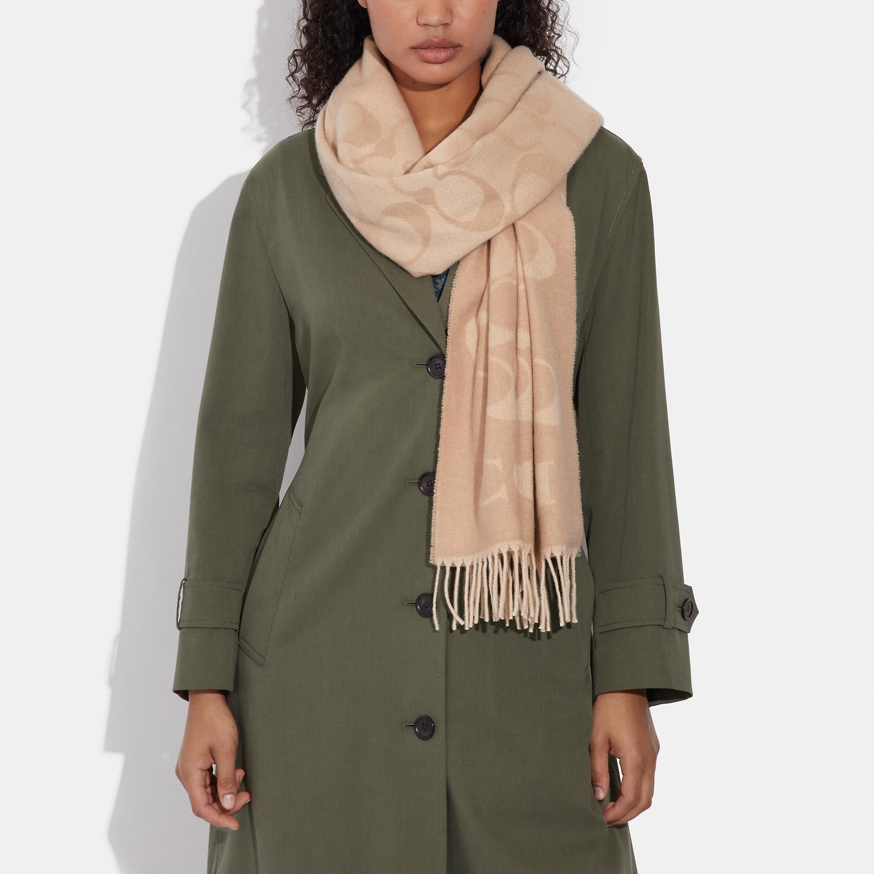 Cute signature oversized muffler from Coach, perfect for a pop of