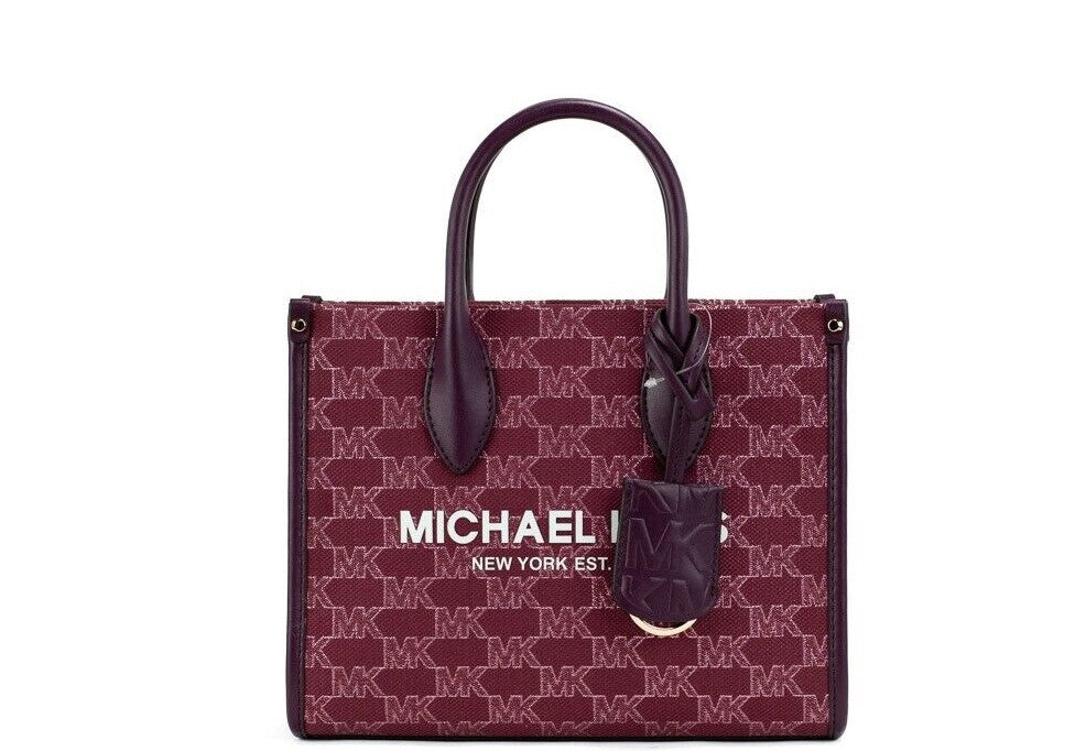 Michael Kors Mirella Small Powder Blush Canvas Shopper Crossbody Handbag  Purse 