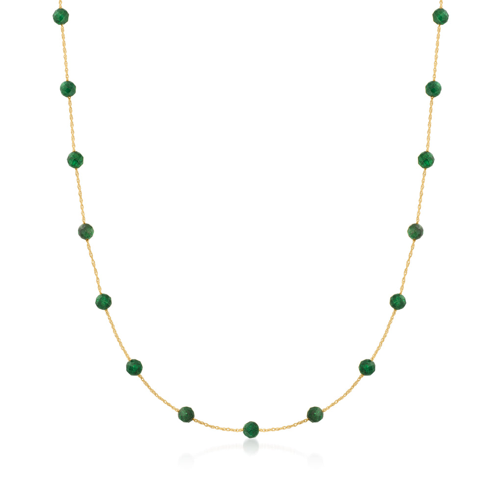 Canaria Fine Jewelry Canaria Emerald Bead Station Necklace in 10kt