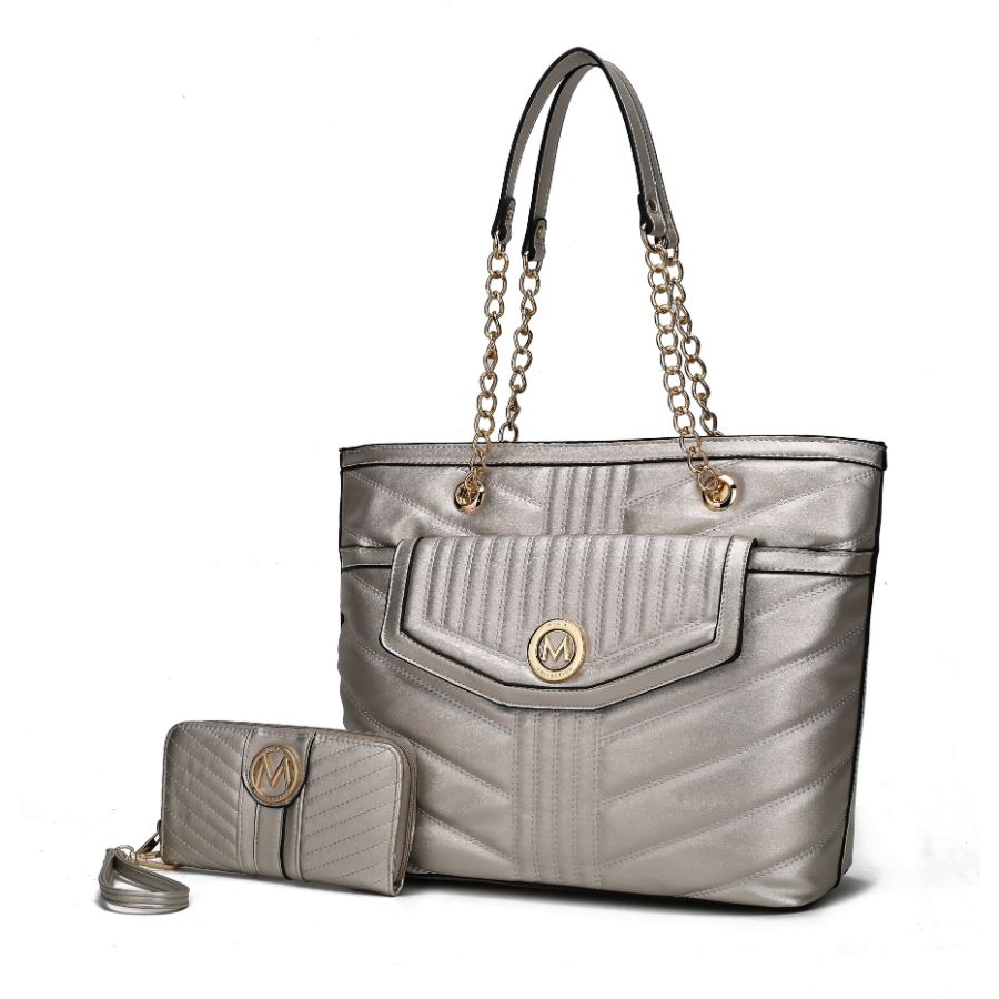 Faux Leather Checkered Embossed Tote Bag - Blush