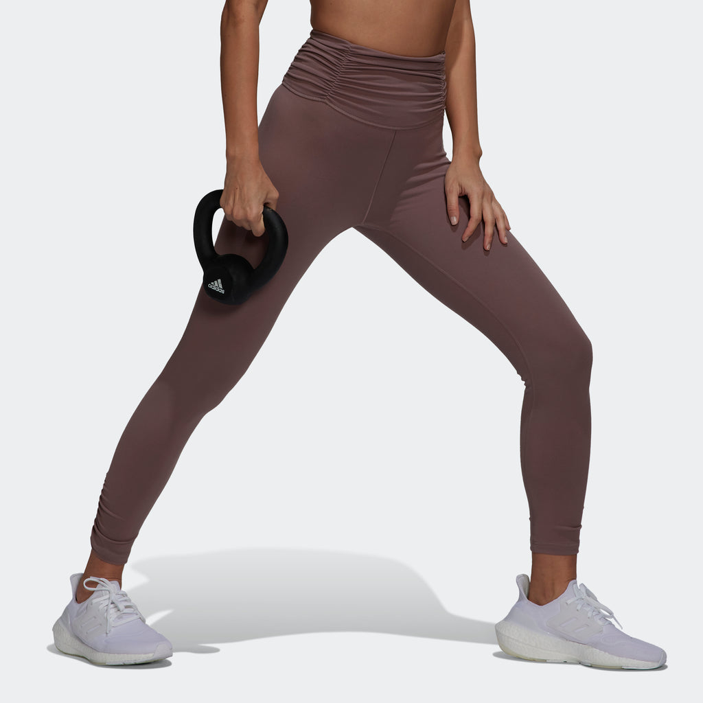 Buy adidas Womens Yoga Studio Aeroready Gathered 7/8 Tight Leggings (Plus  Size) Purple