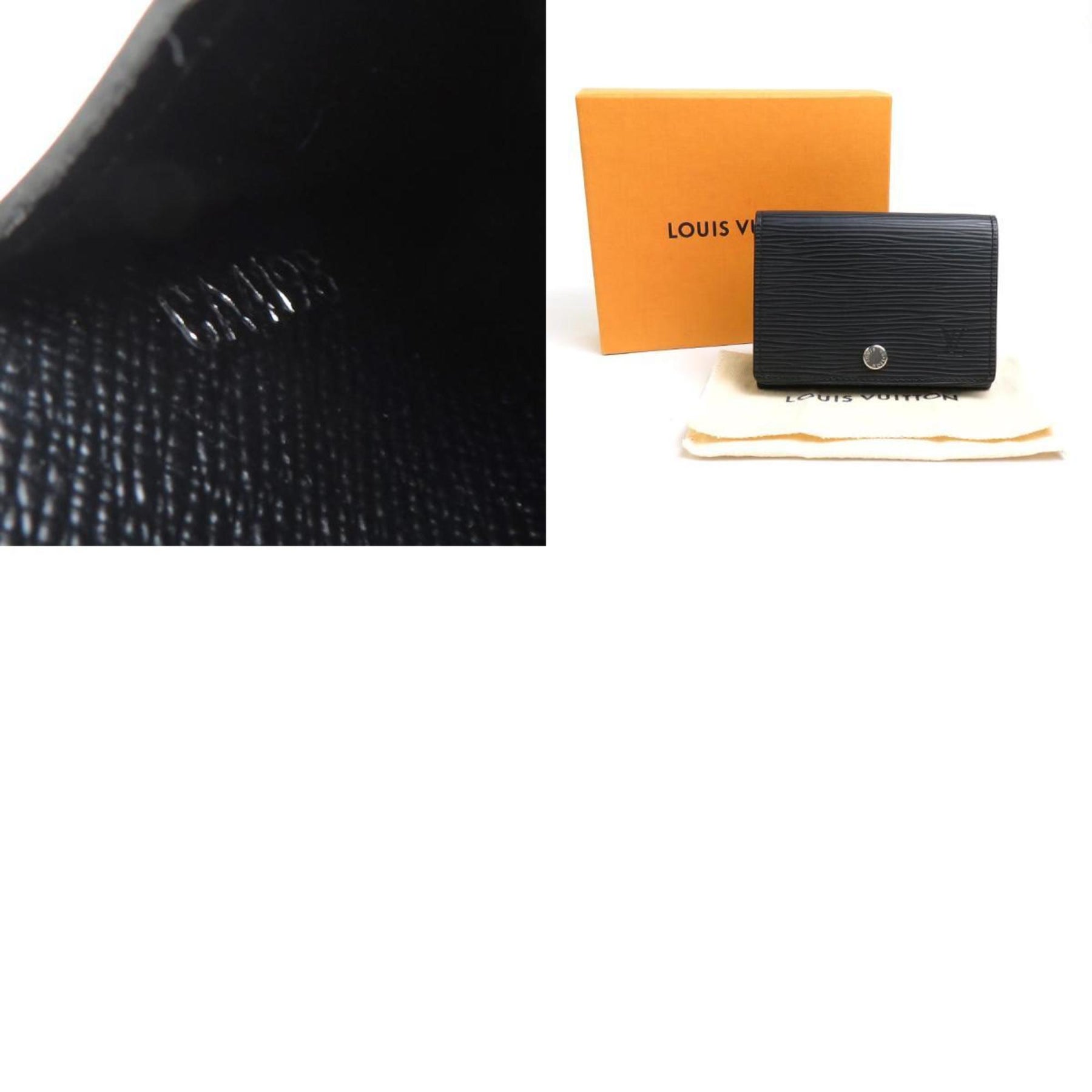 Louis Vuitton Enveloppe Carte De Visite Black Leather Wallet (Pre-Owne