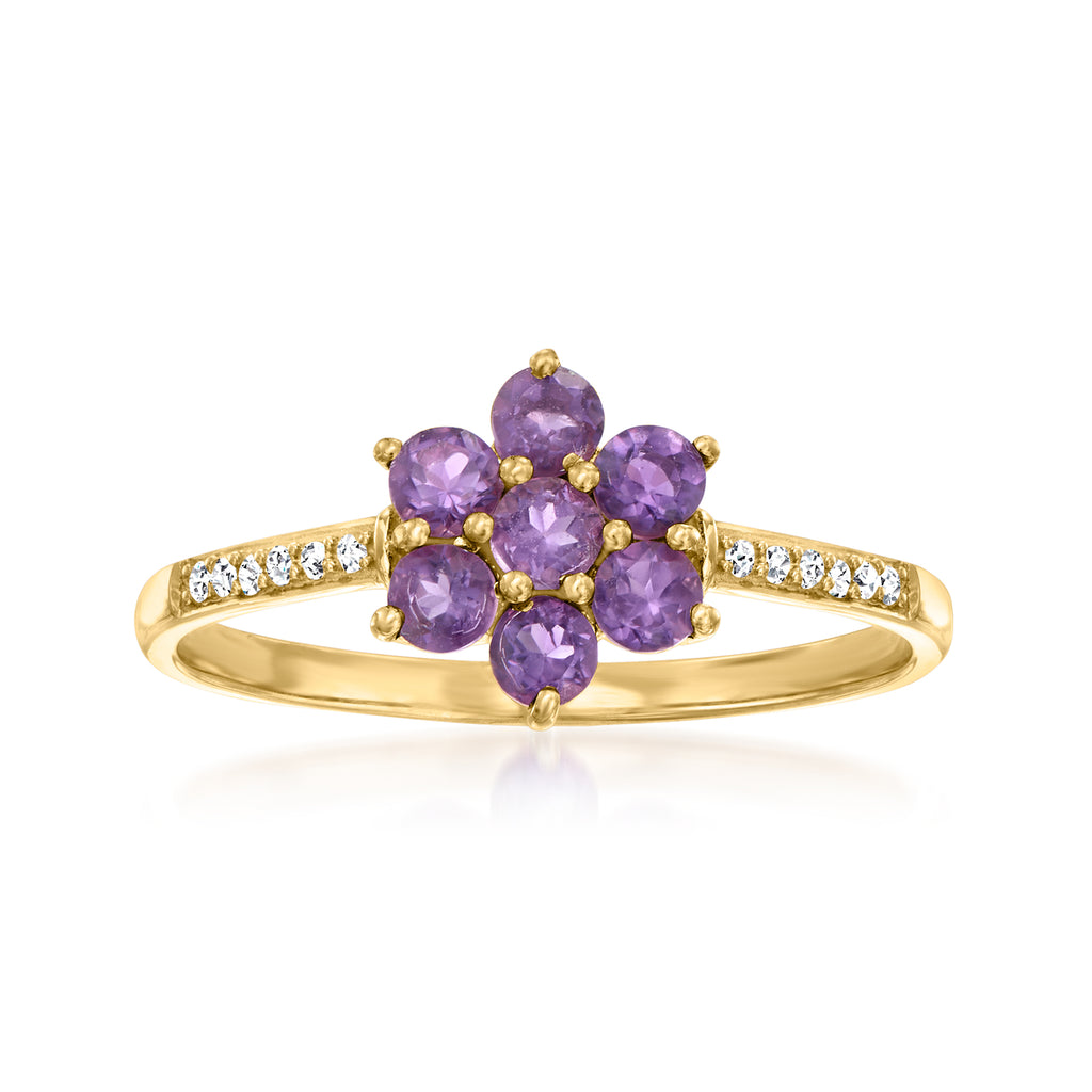 Canaria Fine Jewelry Canaria Amethyst Flower Ring With Diamond