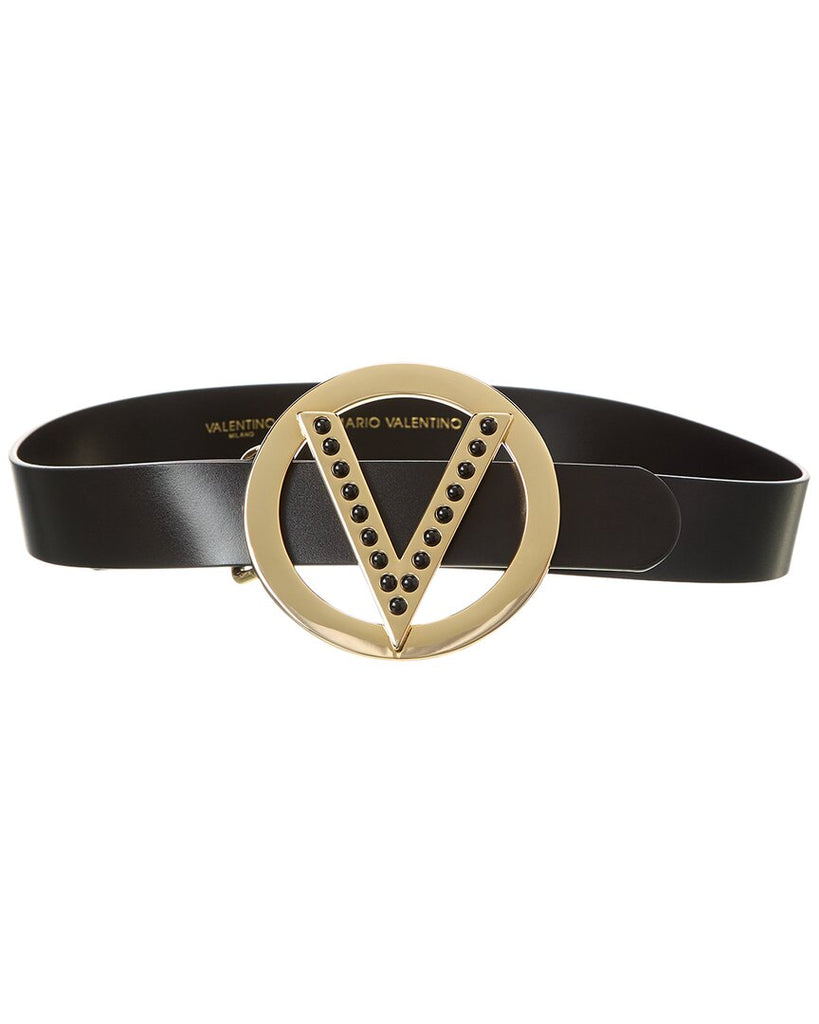 Valentino by Mario Valentino Giusy Leather Belt - Black - Medium